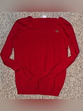 Lacoste V-neck long-sleeve pullover sweater